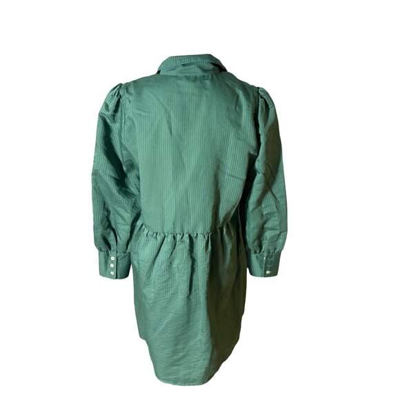 Tuckernuck Florence Shirt Dress size L large green stripe blue mini long sleeve - Picture 9 of 12